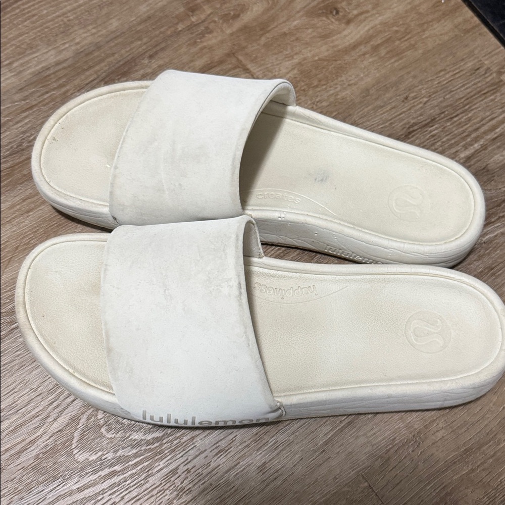 lululemon athletica Cream Slide Sandals